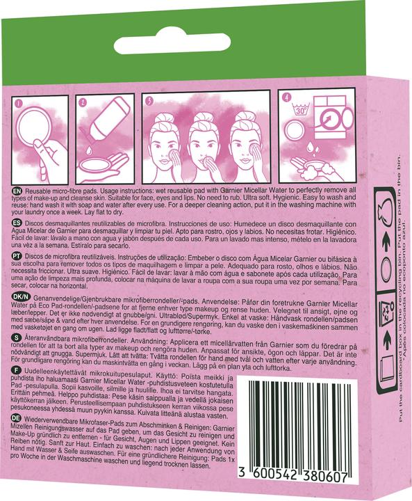 Image du produit Garnier SkinActive Micellar Eco Pads réutilisables (Chiffons de nettoyage)