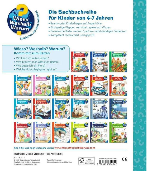 Produktbild Ravensburger Wieso? Weshalb? Warum?, Band 73: Komm mit zum Reiten (Deutsch, Andrea Erne, Melanie Brockamp, 2023)