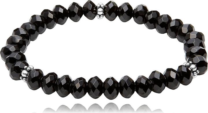 Immagine prodotto Leyda Bracciale Onice con fiori d'argento (19 cm, Argento 925, Pietra)