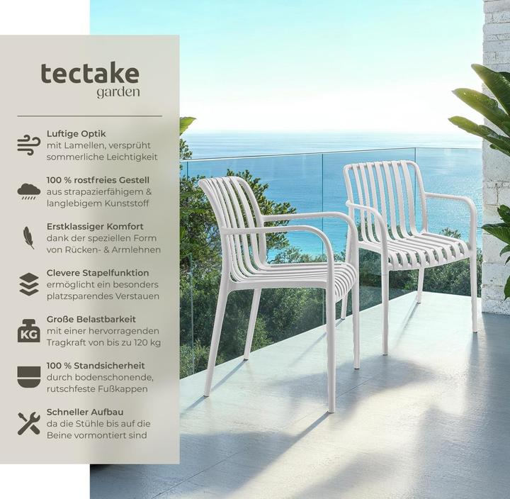 Immagine prodotto tectake Sedie da giardino Alcudia, resistenti alle intemperie, impilabili