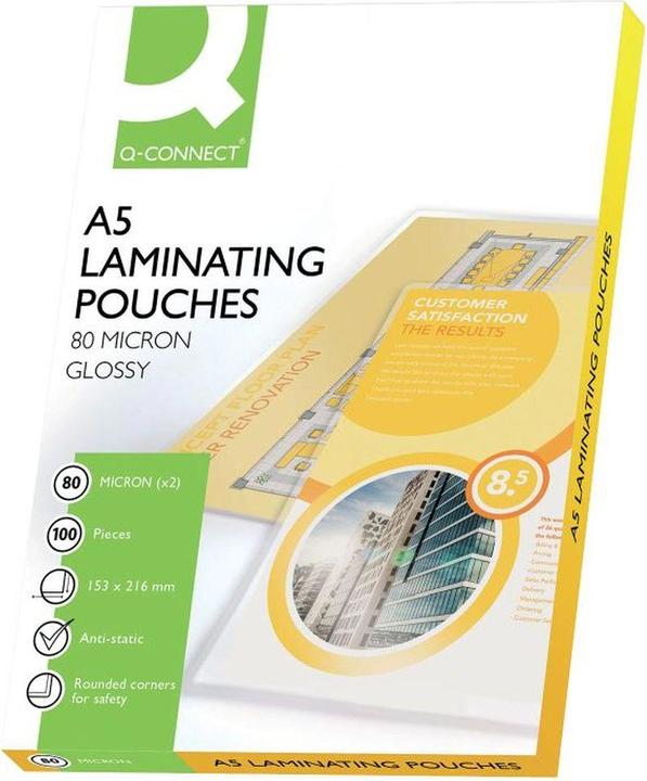 Immagine prodotto Q-Connect Film di laminazione lucidi (A5, 100 Pezzo/i, 80 µm)