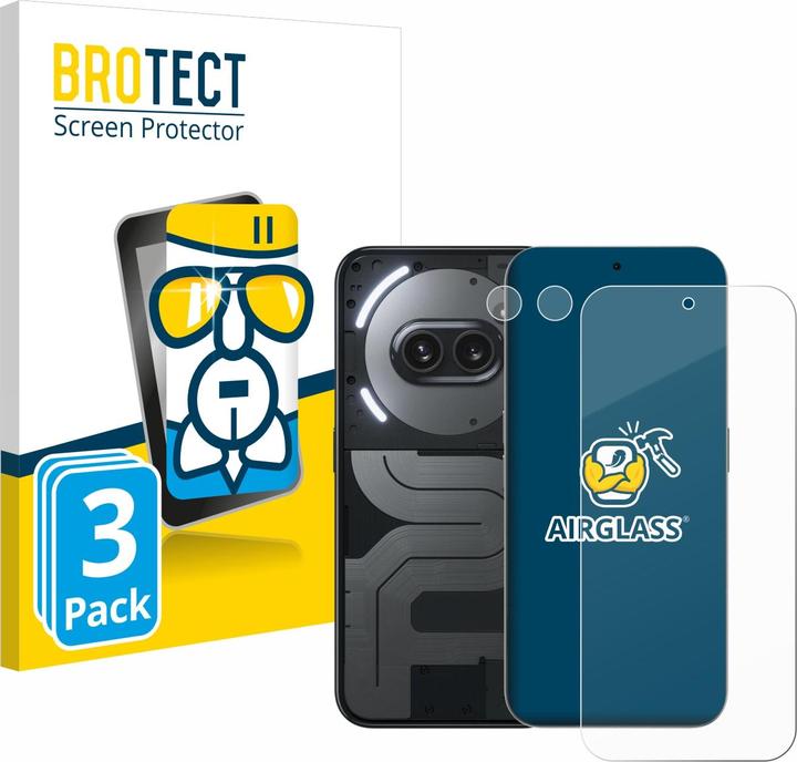 BROTECT Schutzglas Schutzfolie Glas Folie Displayschutz klar (3 Stück, Nothing Phone (2a))