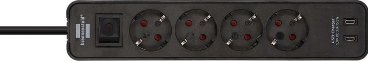 Produktbild Brennenstuhl 1153240106 Steckdosenleiste mit Schalter Schwarz Schutzkontakt 1 S (4 x, CEE 7/3, 1.50 m)