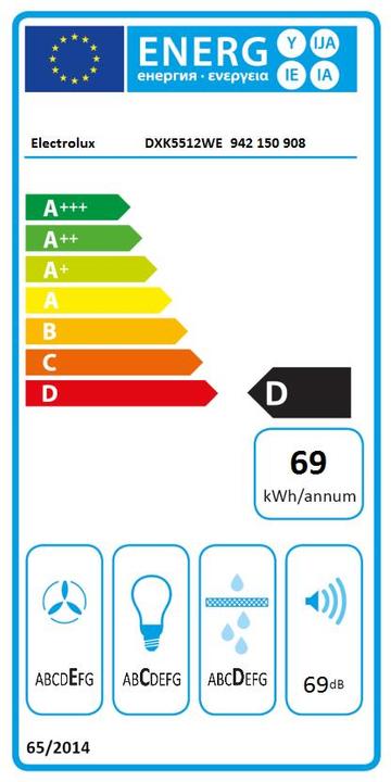 Label énergétique Electrolux DXK5512WE (Hotte à tiroir)