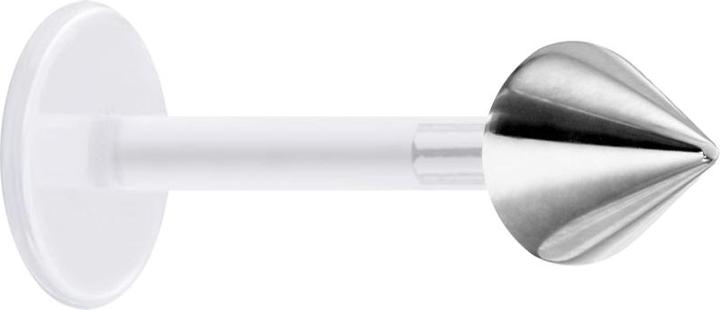 Actual product image Star Piercing Micro Labret transparent with Cone silver (Surgical steel 316L, without brass, Bioflex)