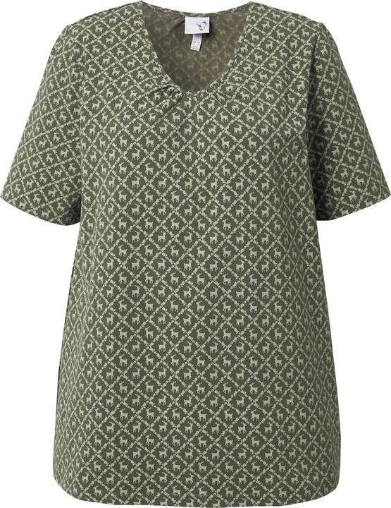 Produktbild Ulla Popken T-Shirt, Trachtenmuster, A-Linie, V-Ausschnitt, Halbarm (62)