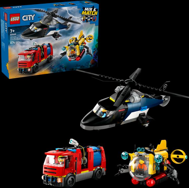 Produktbild LEGO Kombinationsset mit Hubschrauber, Löschauto und U-Boot (60462, LEGO City)