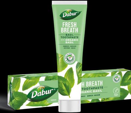 Actual product image Dabur Organic Basil Toothpaste for Fresh Breath 100ml - Natural Oral Care with Organic Basil Extract (100 ml)