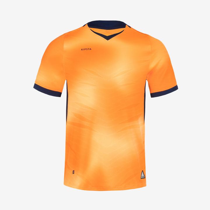 Image du produit Kipsta Maillot de football à manches courtes homme/femme - CLR orange/bleu marine (XS)