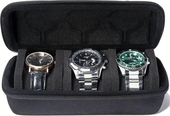 Actual product image Dema Hard-shell watch case Watch box Travel case with 3 compartments