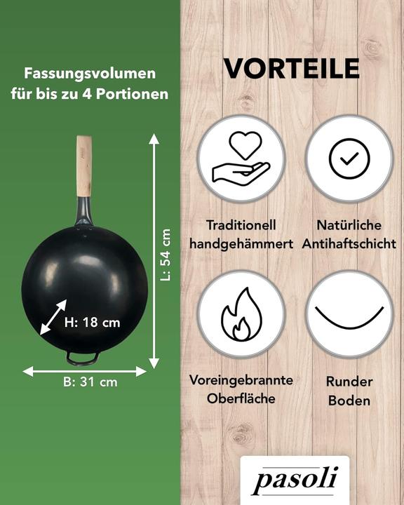 Image du produit Pasoli Wok Karbonstahl Ø30cm