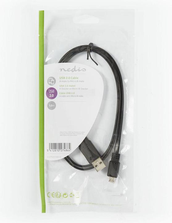 Produktbild Nedis Flachkabel USB 2.0 A Stecker - Micro B Stecker 1.0 m (1 m, USB 3.2 Gen 1)