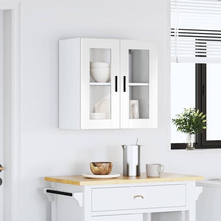 Produktbild VidaXL Küchen-Hängeschrank mit Glastür Porto Hochglanz-Weiss Wandschrank Küche (60 x 31 x 60 cm)