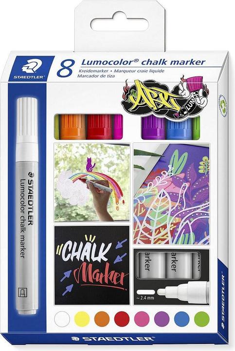 Staedtler Kreidemarker 2.4 mm, 344-0, -1, -4, -2, -20, -6, -3, -5, Kartonetui mit 8 St (farbsortiert, 2.40 mm, 8 x)