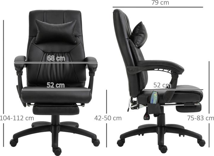 Produktbild Vinsetto Bürostuhl Massagesessel, zeitgenössisches Design, nüchtern und elegant