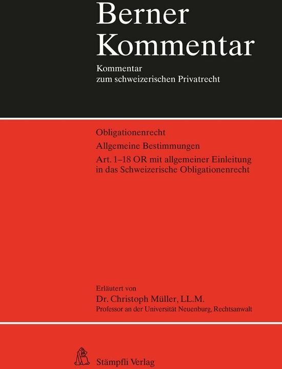Produktbild Berner Kommentar: Obligationenrecht (Deutsch, Christoph Müller, 2018)