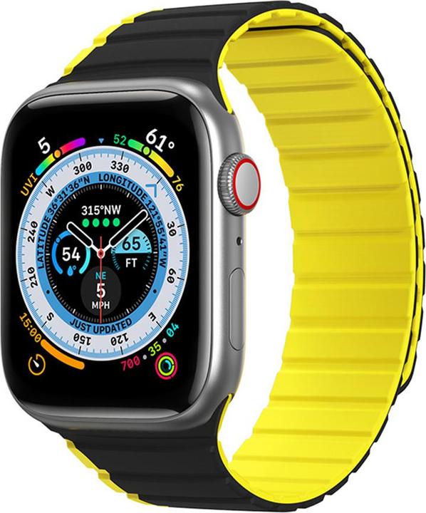 Actual product image Dux Ducis Magnetic Apple Watch SE, 8, 7, 6, 5, 4, 3, 2, 1 (41, 40, 38mm) Strap (LD Version) - Black/ (Silicone, Metal)