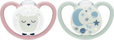 Actual product image NUK Space Night silicone soother 0-6M, 2 pcs, pink/mint (2 x, up to 6 M.)
