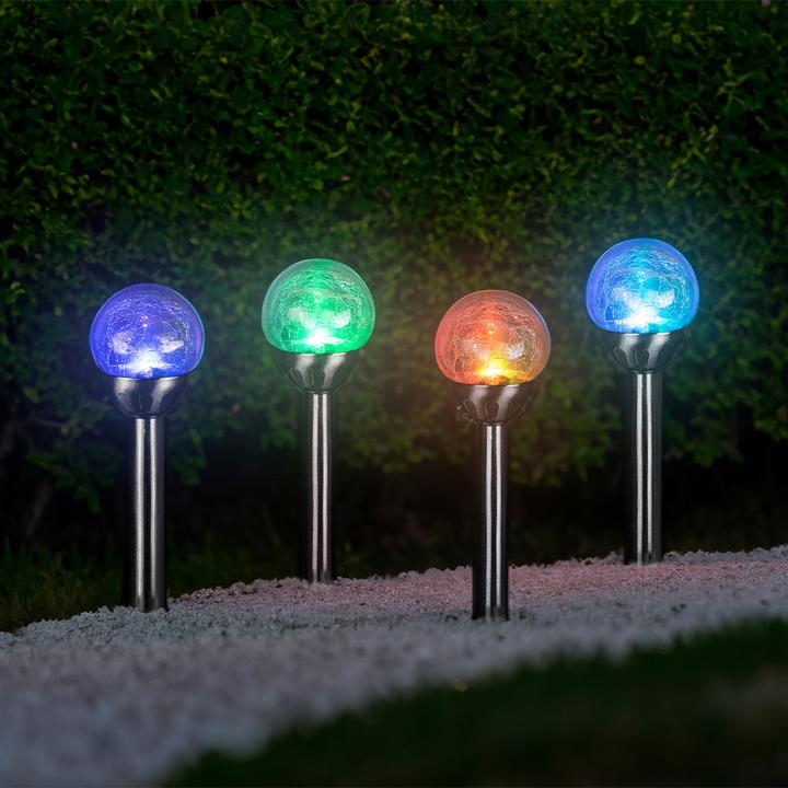 Image du produit HI Solar-Gartenlampe mit Crackle-Effekt-Kugel & Erdspiess, 8er-Set