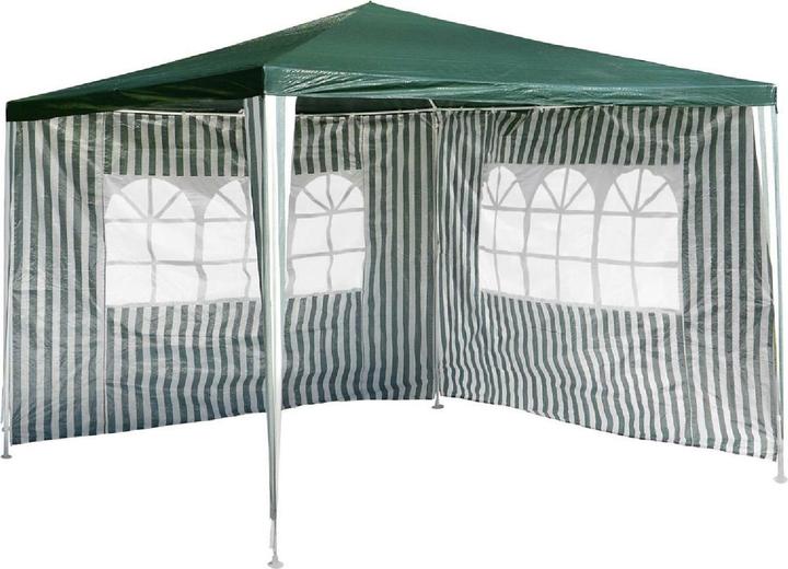 Actual product image VCM Pavillon 3x3 m in grün weiss PE Plane 2 Seitenteile Partyzelt Gartenzelt Zelt (300 cm, 300 cm)