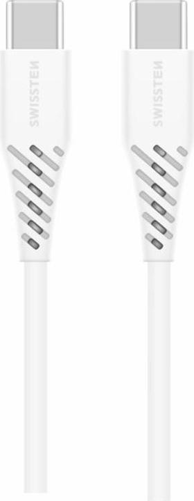 Actual product image Swissten Data Cable TPE USB-C/USB-C Power Delivery 5A (100W) 2.5m White (2.50 m, 100 W)