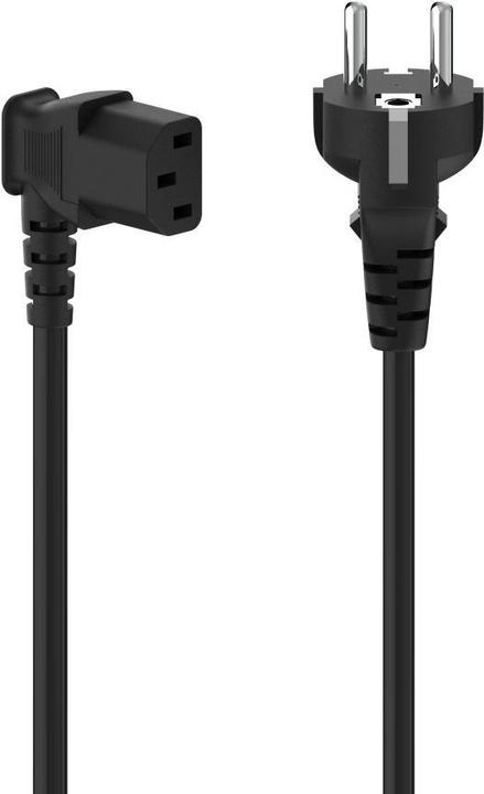 Produktbild Hama Netzkabel für Kaltgeräte, 90° gewinkelt, 3-polig, Schutzkontakt, 5 m, Schw (5 m)