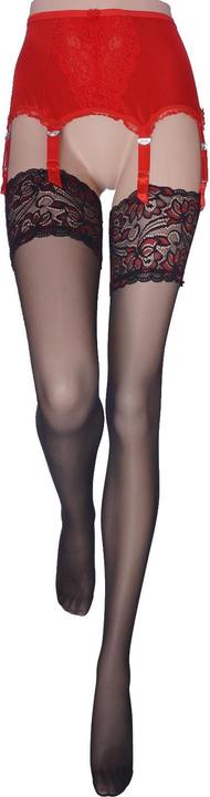 Image du produit Levee Satin Sheers Bas porte-jarretelles, couleur 601 noir-rouge, taille 40-42 (20 DEN, 40 - 42)
