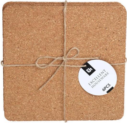Actual product image Cork coasters, square, 6 pieces. (6 x)