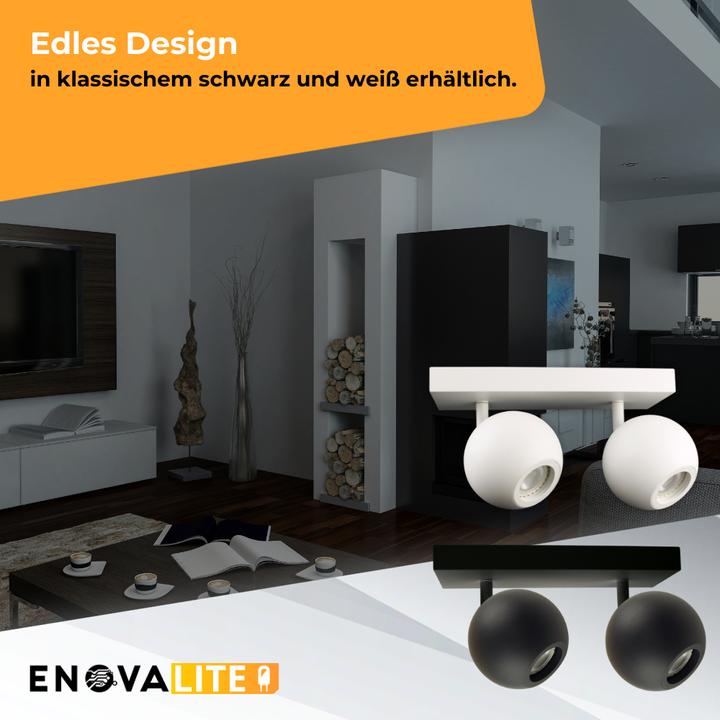 Actual product image Enovalite Deckenleuchte GLOBE, GU10-Fassung, IP20, Ø10cm, 2 flammig, schwarz (GU10)