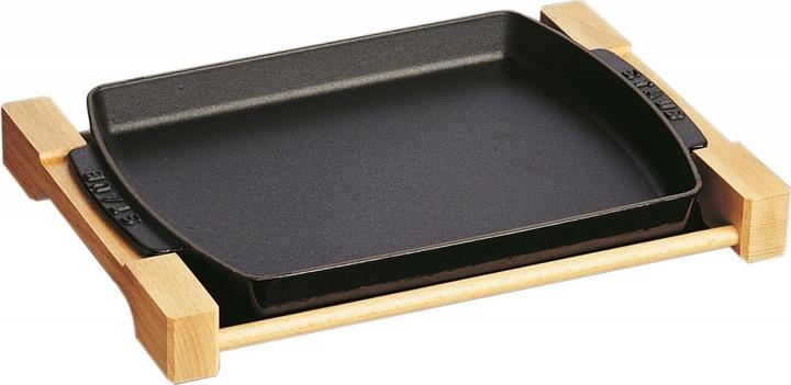 Staub 40509-523-0 Assiette rectangulaire avec support en bois (33 x 23 cm, 1 L) noire