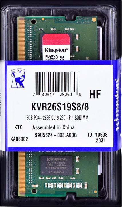 Actual product image Kingston ValueRAM (1 x 8GB, 2666 MHz, DDR4-RAM, SO-DIMM)
