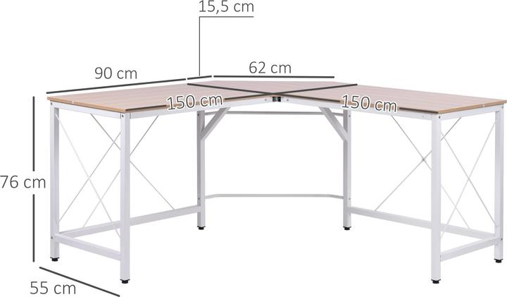 Image du produit Homcom Bureau d'angle (150 x 150 x 76 cm)