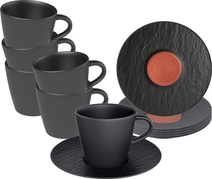 Produktbild Villeroy & Boch Manufacture Rock Glow Espressotassen mit Untertassen (60 ml, 12 x)