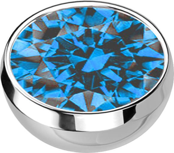 Star Piercing Micro Halbkugel silber mit Kristall hellbau (ohne Messing, Chirurgenstahl 316L)