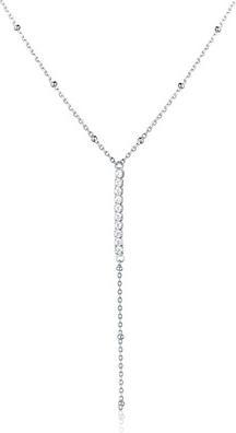JVD Elegant Silver Necklace With Clear Zircons
