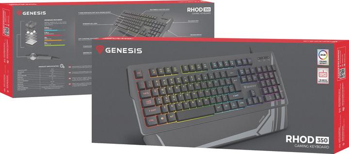 Actual product image Genesis Rhod 350 RGB Keyboard USB QWERTY English (Eng. Int., Cable)