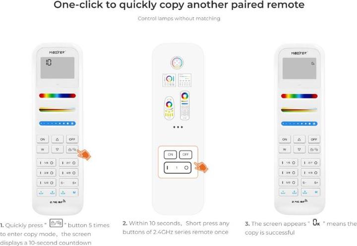 Image du produit Milight Télécommande 100 zones RGB+KW/WW (RGBCCT), support mural inclus