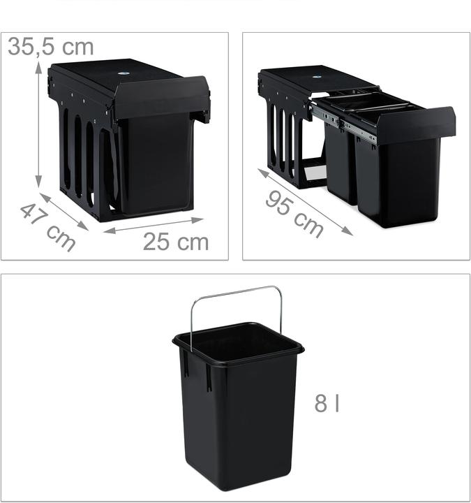Actual product image Relaxdays Built-In Kitchen Bin, Compact (8 l)