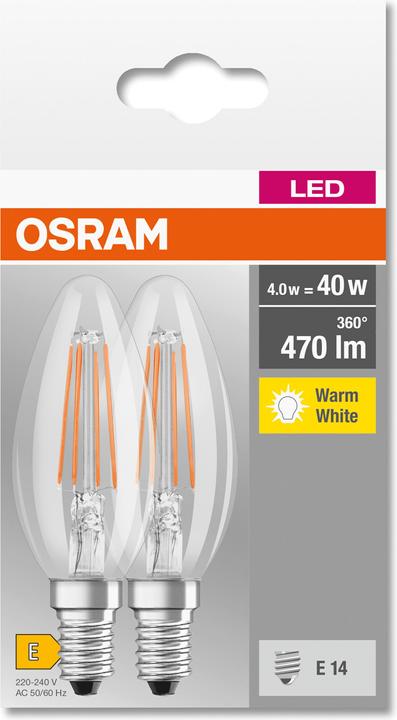 Produktbild Osram Led Base Classic B (E14, 4 W, 470 lm, 2 x, E)
