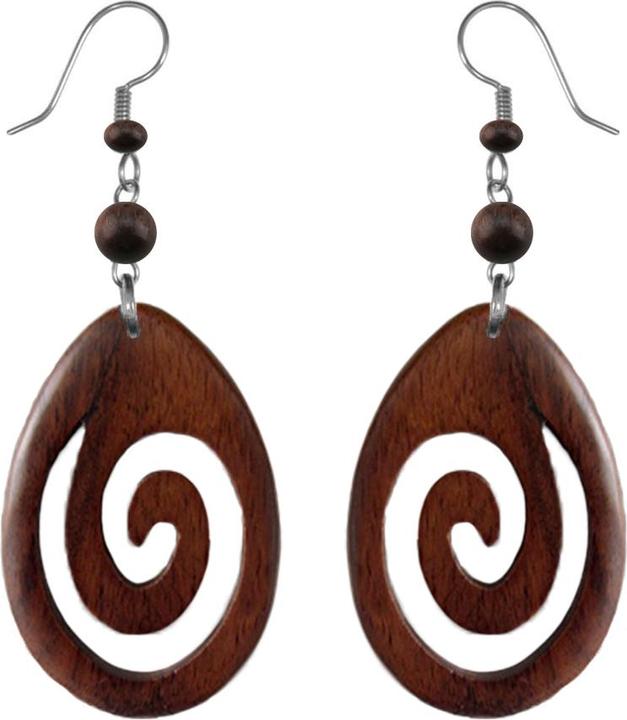 Star Piercing Ohrring Stammes Spirale Oval aus Sonoholz (Sonoholz)