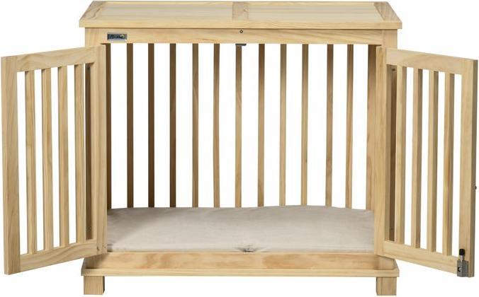 Produktbild Swisshandel24 Hundekäfig, Tierkäfig aus Holz, Haustierkäfig für mittelgrosse Hunde, Hundehütte mit Kissen, Hundebo (Hundehütte)