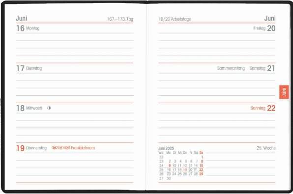 Immagine prodotto Calendario tascabile 2025 nero, 8,3x10,7cm, agenda tascabile con 172 pagine in formato flessibile (Tedesco)