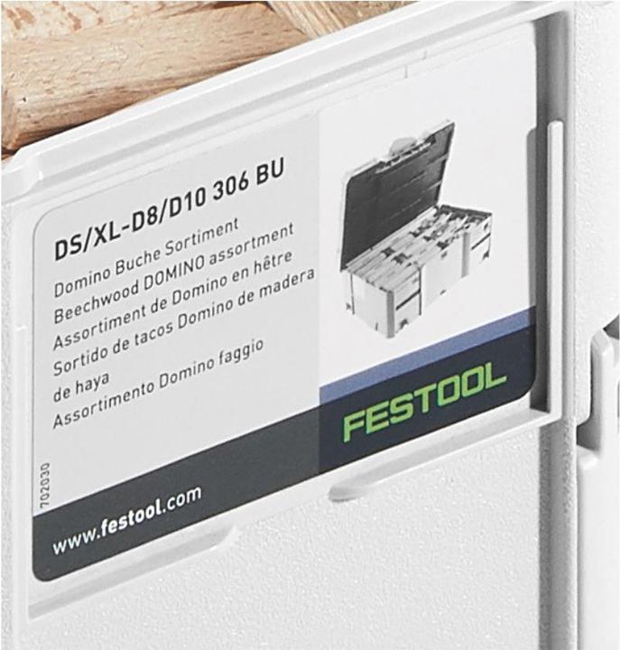 Image du produit Festool Tenons Domino XL en hêtre DS/XL D8/D10 306 BU (306 pcs)
