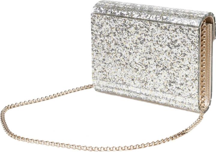 Actual product image Jimmy Choo candy clutch bag in acrylic fabric with glitter