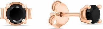 Brilio Silver - Gold-plated stud earrings with black zircons EA580YBC - Diameter: 0.5 cm
