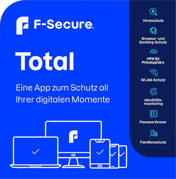 Image du produit F-Secure Total (1 Utilisateur, 3 Périphériques/Utilisateurs, 24 mois)
