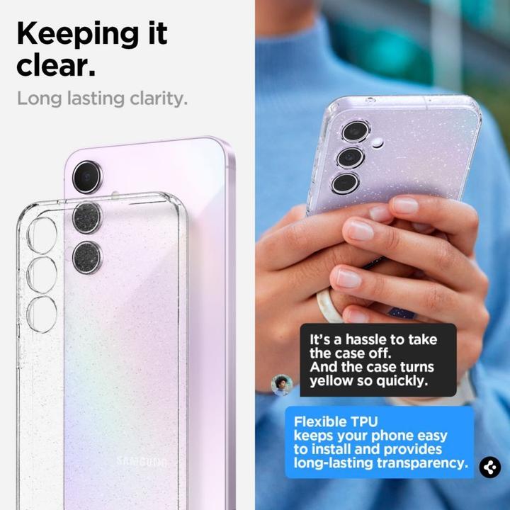 Actual product image Spigen Liquid Crystal case for Samsung Galaxy A55 5G - transparent and glitter (Samsung Galaxy A55)
