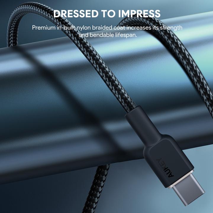 Image du produit Aukey Câble USB-C - USB-C, PD 60W, 1.8 m (1.80 m, USB 3.2 Gen 1, 60 W)