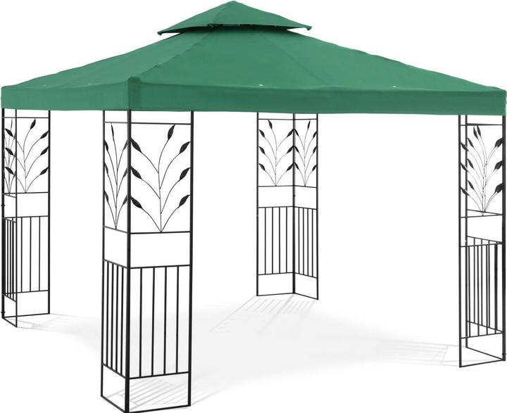 Produktbild Uniprodo Gartenpavillon Festzelt Pavillon Partyzelt Metall Sonnendach 3x3m dunkelgrün (300 cm, 300 cm)