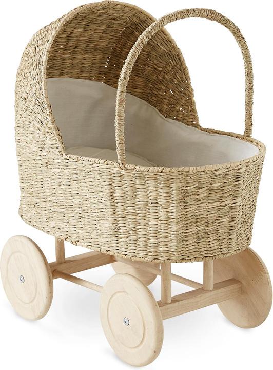 Vertbaudet Poussette de poupée en jonc de mer avec roues en bois